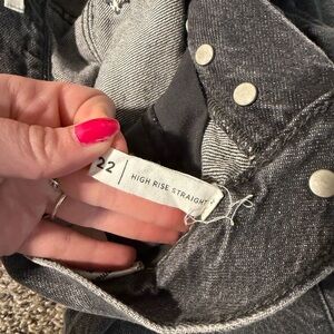 High Rise Straight Jeans - Dark Gray